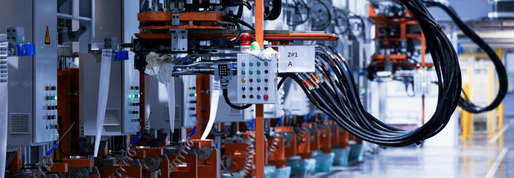 factory control system with buttons.